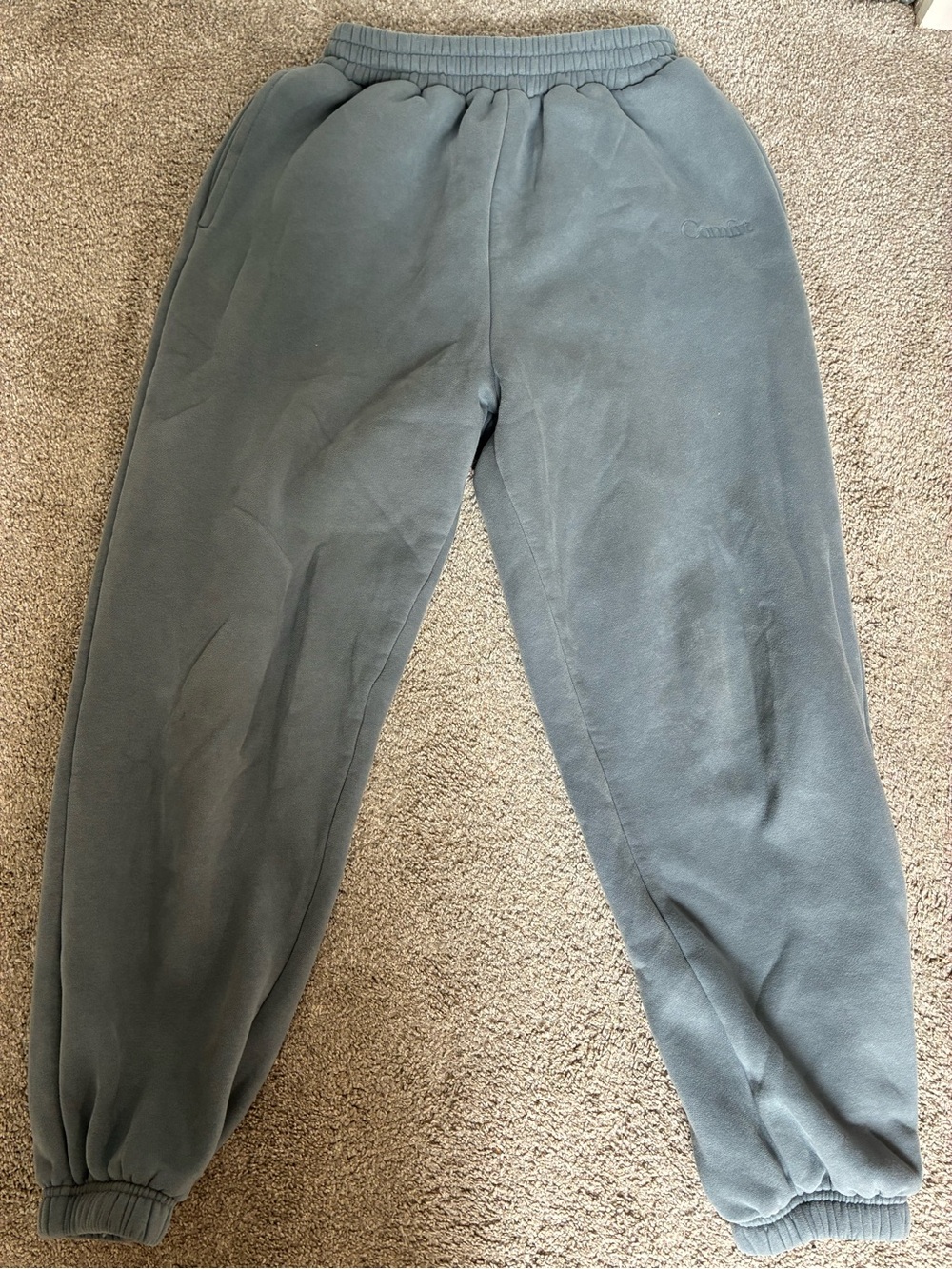 Kids Fleece Joggers with Elastic Waistband - Dusty Blue
